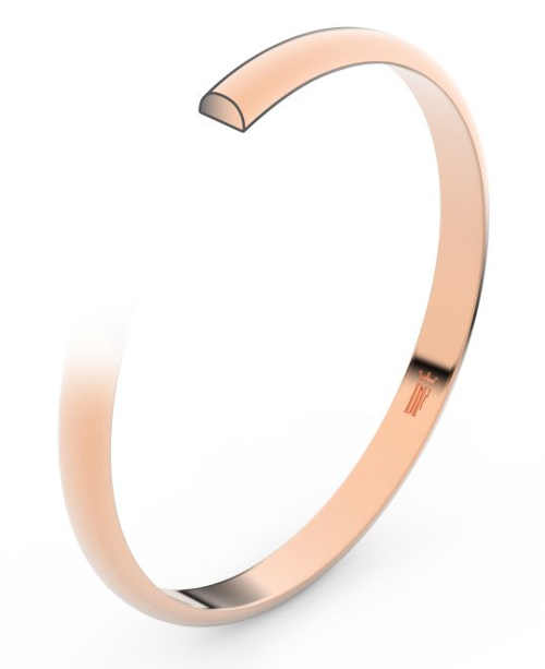 Snubní prsteny z růžového zlata s půlkulatým profilem