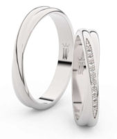 Elegantní snubní prsteny z bílého zlata osazené krásnými zirkony