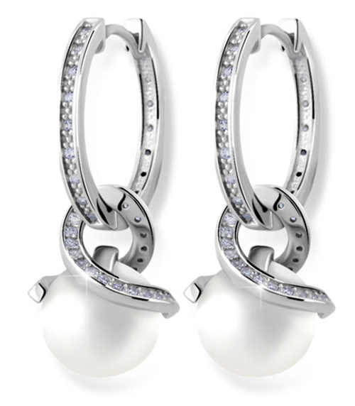 Luxusní bílé zlaté dámské náušnice s perlami