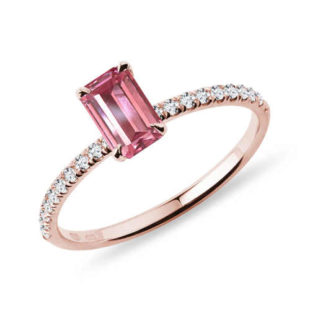 Prsten s turmalínem a diamantem z růžového zlata