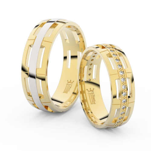 Snubní prsteny ze žlutého zlata osázené brilianty