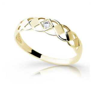Zlatý prsten v interesantním designu s briliantem