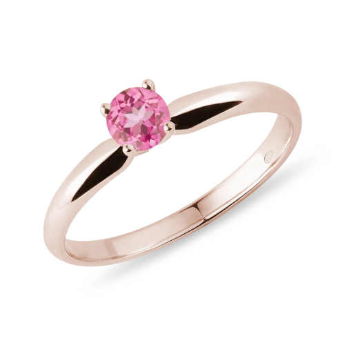 zlatý prsten s růžovým safírem