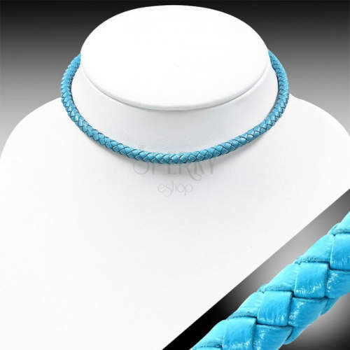 Tyrkysový pletený náhrdelník ze syntetické kůže
