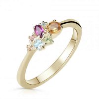 Zlatý dámský prsten s barevnými kameny