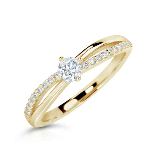 Zlatý zásnubní prsten s briliantem