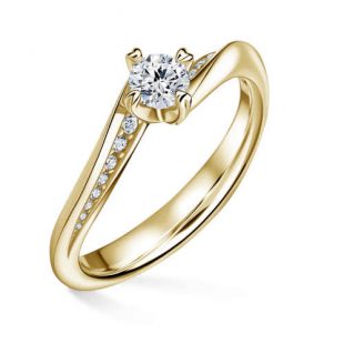 Zlatý zásnubní prsten se středovým briliantem