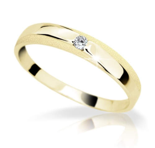 Krásný dámský prsten ze žlutého zlata, s briliantem