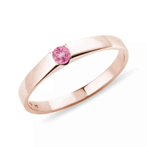 Dámský prsten s růžovým safírem v růžovém zlatě