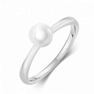 Zlatý bílý prsten s přírodní perlou