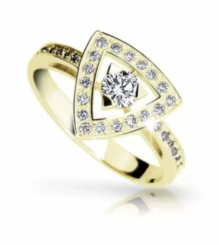 Luxusní zásnubní prsten ze žlutého zlata s diamanty